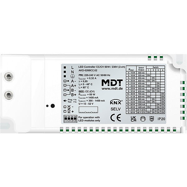 MDT technologies LED Controller CC/CV 60W/230V 2-Kanal AKD-0260CC.02